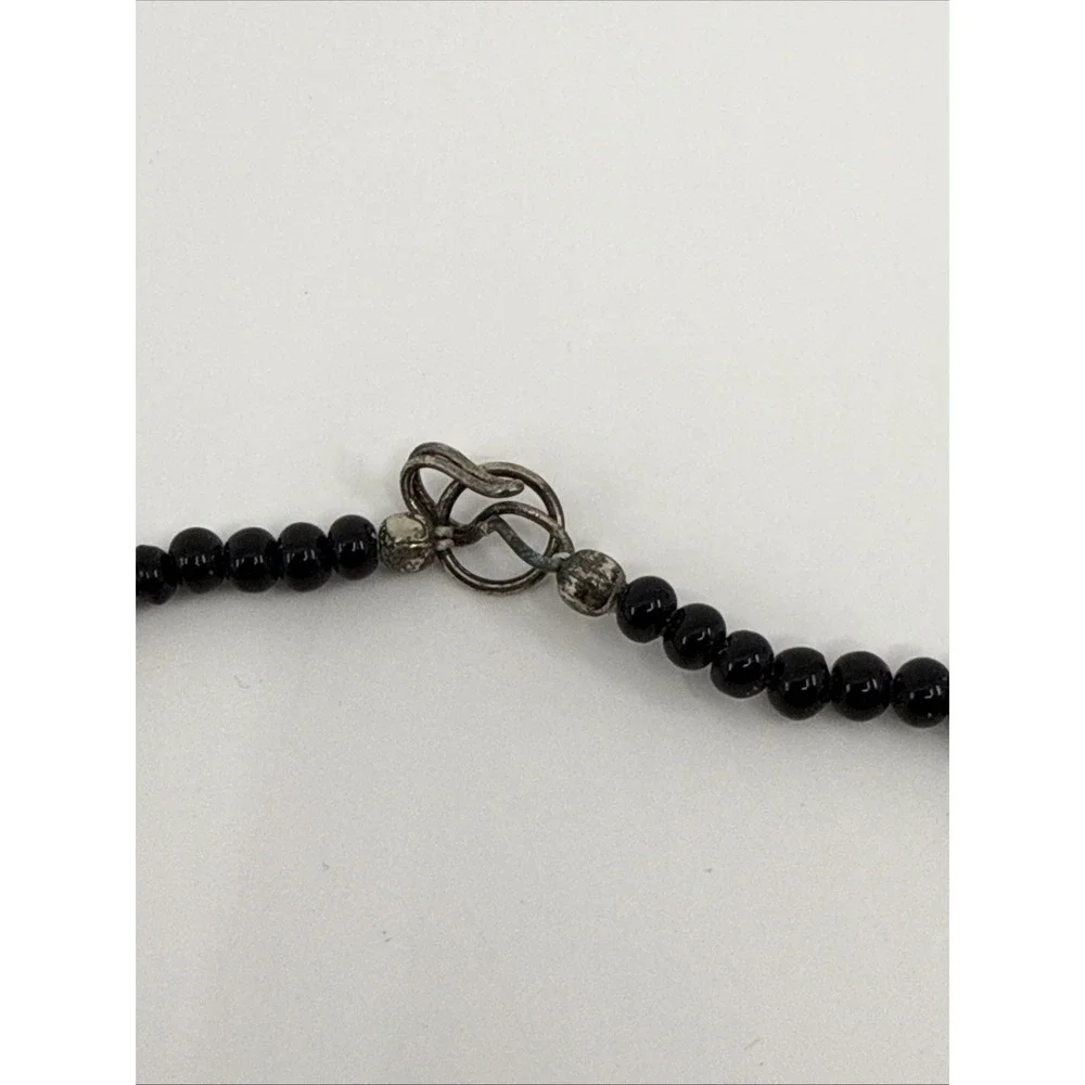 Artisan Made Amethyst Black glass beads Silvertone Hook Closure‎ Native American